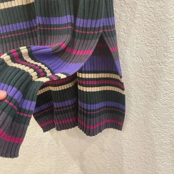 NWT Anthropologie Dolan Anne Ribbed Purple Striped Mock Neck Midi Dress 2X Work - Picture 5 of 10